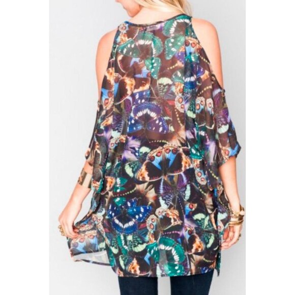 Show Me Your Mumu Peta Boo Beautyfly Tunic Size Small Butterflies Boho Cutout - Picture 4 of 8